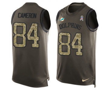 Men's Miami Dolphins #84 Jordan Cameron Green Salute to Service Hot Pressing Player Name & Number Nike NFL Tank Top Jersey