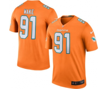 Men's Miami Dolphins #91 Cameron Wake Nike Orange Color Rush Legend Jersey