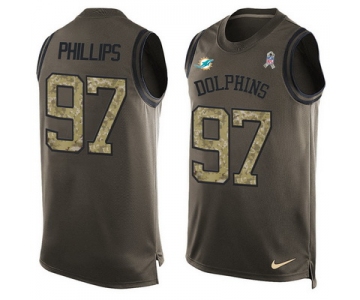 Men's Miami Dolphins #97 Jordan Phillips Green Salute to Service Hot Pressing Player Name & Number Nike NFL Tank Top Jersey