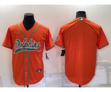 Men's Miami Dolphins Blank Orange Stitched Cool Base Nike Baseball Jersey