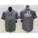 Men's Miami Dolphins Gray Team Big Logo With Patch Cool Base Stitched Baseball Jersey