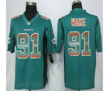 Miami Dolphins #91 Cameron Wake Aqua Green Strobe 2015 NFL Nike Fashion Jersey