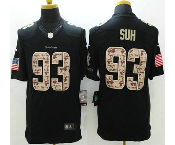 Miami Dolphins #93 Ndamukong Suh Nike Salute to Service Nike Black Limited Jersey