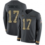 Nike Dolphins #17 Ryan Tannehill Anthracite Salute to Service Men's Stitched NFL Limited Therma Long Sleeve Jersey