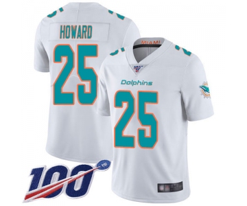 Nike Dolphins #25 Xavien Howard White Men's Stitched NFL 100th Season Vapor Limited Jersey