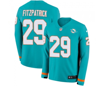 Nike Dolphins #29 Minkah Fitzpatrick Aqua Green Team Color Men's Stitched NFL Limited Therma Long Sleeve Jersey