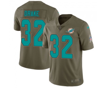 Nike Dolphins 32 Kenyan Drake Olive Salute To Service Limited Jersey