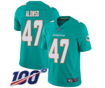 Nike Dolphins #47 Kiko Alonso Aqua Green Team Color Men's Stitched NFL 100th Season Vapor Limited Jersey