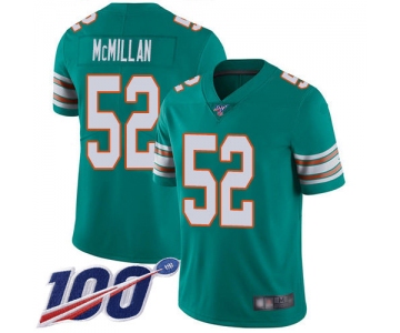 Nike Dolphins #52 Raekwon McMillan Aqua Green Alternate Men's Stitched NFL 100th Season Vapor Limited Jersey