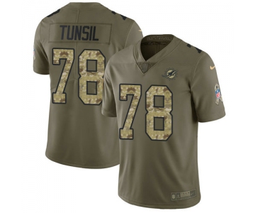 Nike Dolphins #78 Laremy Tunsil Olive Camo Men's Stitched NFL Limited 2017 Salute To Service Jersey