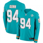 Nike Dolphins #94 Robert Quinn Aqua Green Team Color Men's Stitched NFL Limited Therma Long Sleeve Jersey