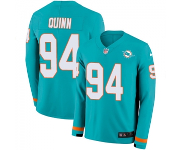 Nike Dolphins #94 Robert Quinn Aqua Green Team Color Men's Stitched NFL Limited Therma Long Sleeve Jersey