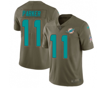 Nike Miami Dolphins #11 DeVante Parker Olive Men's Stitched NFL Limited 2017 Salute to Service Jersey