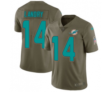 Nike Miami Dolphins #14 Jarvis Landry Olive Men's Stitched NFL Limited 2017 Salute to Service Jersey