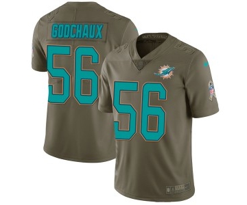 Nike Miami Dolphins #56 Davon Godchaux Men's Limited Green 2017 Salute to Service Jersey