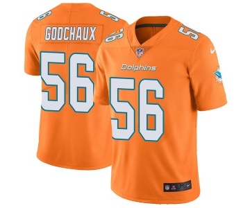 Nike Miami Dolphins #56 Davon Godchaux Men's Limited Orange Color Rush Jersey