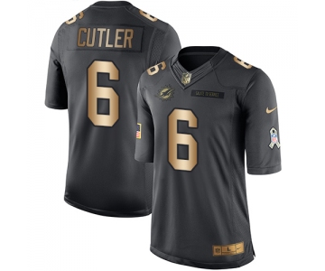 Nike Miami Dolphins #6 Jay Cutler Black Men's Stitched NFL Limited Gold Salute To Service Jersey