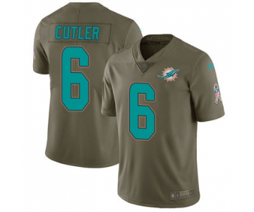 Nike Miami Dolphins #6 Jay Cutler Olive Men's Stitched NFL Limited 2017 Salute to Service Jersey