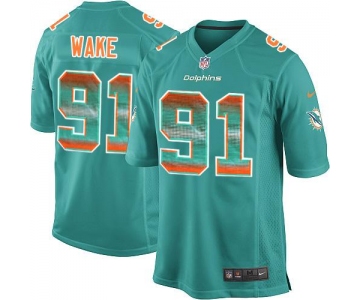 Nike Miami Dolphins #91 Cameron Wake Aqua Green Team Color Men's Stitched NFL Limited Strobe Jersey