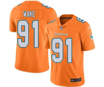 Nike Miami Dolphins #91 Cameron Wake Orange Men's Stitched NFL Limited Rush Jersey