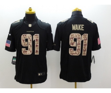 Nike Miami Dolphins #91 Cameron Wake Salute to Service Black Limited Jersey