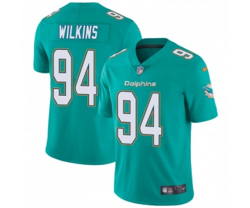 Nike Miami Dolphins #94 Christian Wilkins Men's Limited Team Color Aqua Vapor Untouchable Nike Jersey