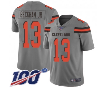 Browns #13 Odell Beckham Jr Gray Men's Stitched Football Limited Inverted Legend 100th Season Jersey