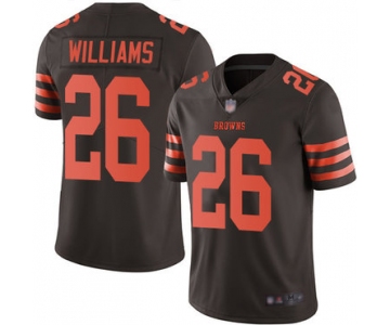 Browns #26 Greedy Williams Brown Men's Stitched Football Limited Rush Jersey