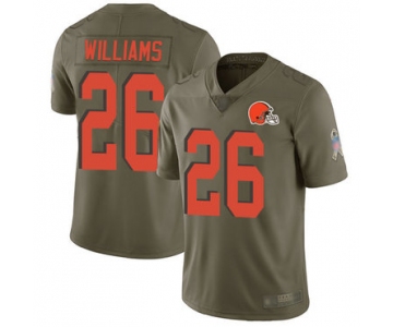 Browns #26 Greedy Williams Olive Men's Stitched Football Limited 2017 Salute To Service Jersey