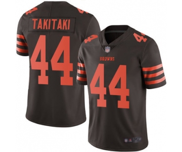 Browns #44 Sione Takitaki Brown Men's Stitched Football Limited Rush Jersey