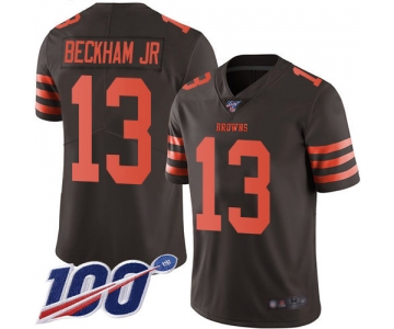 Cleveland Browns #13 Odell Beckham Jr Brown Men's Stitched Football Limited Rush 100th Season Jersey