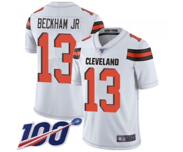 Cleveland Browns #13 Odell Beckham Jr White Men's Stitched Football 100th Season Vapor Limited Jersey