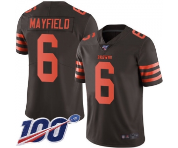 Cleveland Browns #6 Baker Mayfield Brown Men's Stitched Football Limited Rush 100th Season Jersey