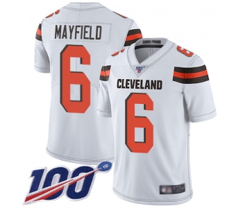 Cleveland Browns #6 Baker Mayfield White Men's Stitched Football 100th Season Vapor Limited Jersey
