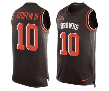 Men's Cleveland Browns #10 Robert Griffin III Brown Hot Pressing Player Name & Number Nike NFL Tank Top Jersey