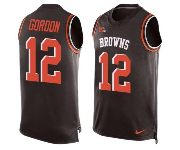 Men's Cleveland Browns #12 Josh Gordon Brown Hot Pressing Player Name & Number Nike NFL Tank Top Jersey