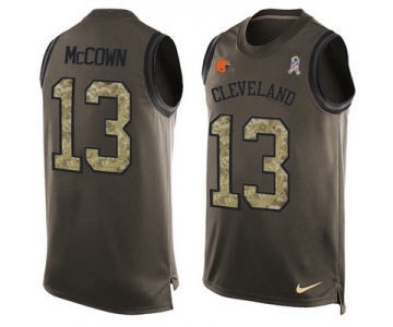 Men's Cleveland Browns #13 Josh McCown Green Salute to Service Hot Pressing Player Name & Number Nike NFL Tank Top Jersey