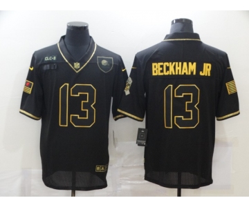 Men's Cleveland Browns #13 Odell Beckham Jr Black Gold 2020 Salute To Service Stitched NFL Nike Limited Jersey