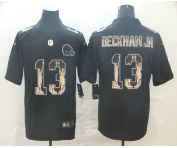 Men's Cleveland Browns #13 Odell Beckham Jr Black Statue Of Liberty Stitched NFL Nike Limited Jersey