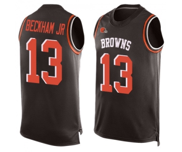 Men's Cleveland Browns #13 Odell Beckham Jr Brown Team Color Stitched Football Limited Tank Top Jersey