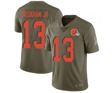 Men's Cleveland Browns #13 Odell Beckham Jr Olive Stitched Football Limited 2017 Salute To Service Jersey