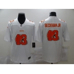 Men's Cleveland Browns #13 Odell Beckham Jr White 2020 Shadow Logo Vapor Untouchable Stitched NFL Nike Limited Jersey