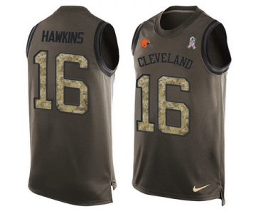 Men's Cleveland Browns #16 Andrew Hawkins Green Salute to Service Hot Pressing Player Name & Number Nike NFL Tank Top Jersey