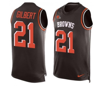 Men's Cleveland Browns #21 Justin Gilbert Brown Hot Pressing Player Name & Number Nike NFL Tank Top Jersey