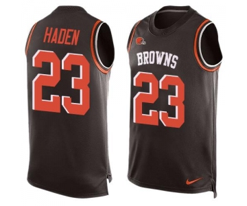 Men's Cleveland Browns #23 Joe Haden Brown Hot Pressing Player Name & Number Nike NFL Tank Top Jersey