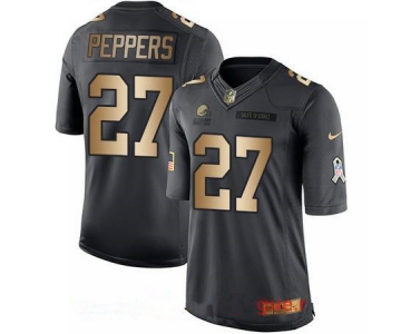 Men's Cleveland Browns #27 Jabrill Peppers Anthracite Gold 2016 Salute To Service Stitched NFL Nike Limited Jersey