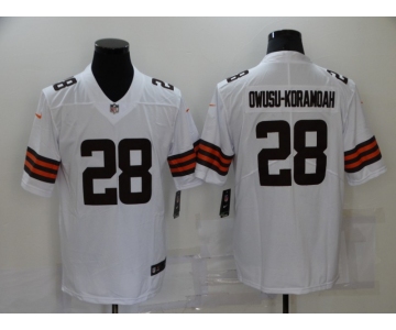 Men's Cleveland Browns #28 Jeremiah Owusu Koramoah White 2020 NEW Vapor Untouchable Stitched NFL Nike Limited Jersey