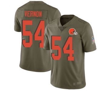 Men's Cleveland Browns #54 Olivier Vernon Olive Men's Stitched Football Limited 2017 Salute To Service Jersey