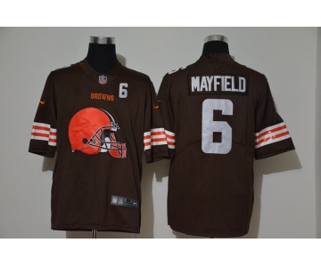 Men's Cleveland Browns #6 Baker Mayfield Brown 2020 Big Logo Number Vapor Untouchable Stitched NFL Nike Fashion Limited Jersey