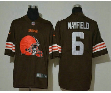 Men's Cleveland Browns #6 Baker Mayfield Brown 2020 Big Logo Vapor Untouchable Stitched NFL Nike Fashion Limited Jersey